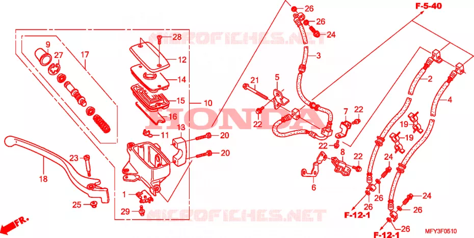 MAITRE-CYLINDRE FREIN AV.(ABS) Honda MOTO 1300 VT 2011  VT1300CRAB