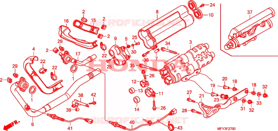 SILENCIEUX D'ECHAPPEMENT Honda MOTO 1300 VT 2010  VT1300CRAA