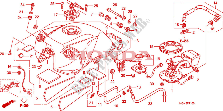 RESERVOIR A CARBURANT/POMPE A CARBURANT(CBF600S/SA) pour Honda CBF 600 FAIRING ABS de 2011