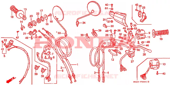 LEVIER DE GUIDON - CABLE - COMMODO Honda MOTO 600 XR 1988  XR600RJ