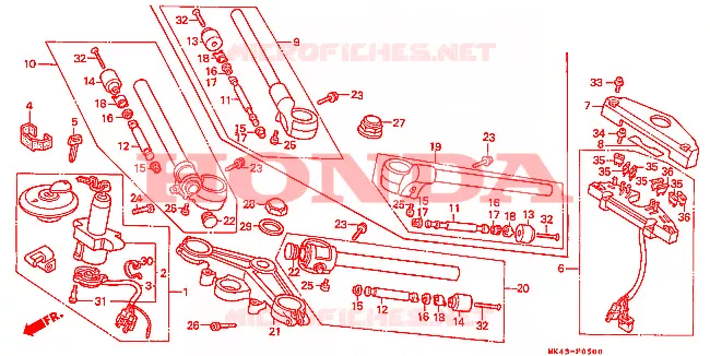 GUIDON - TE DE FOURCHE Honda MOTO 500 XBR 1987  XBR500H