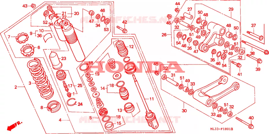 AMORTISSEUR ARRIERE (CR500RM/RN/RP) Honda MOTO 500 CR 1991  CR500RM