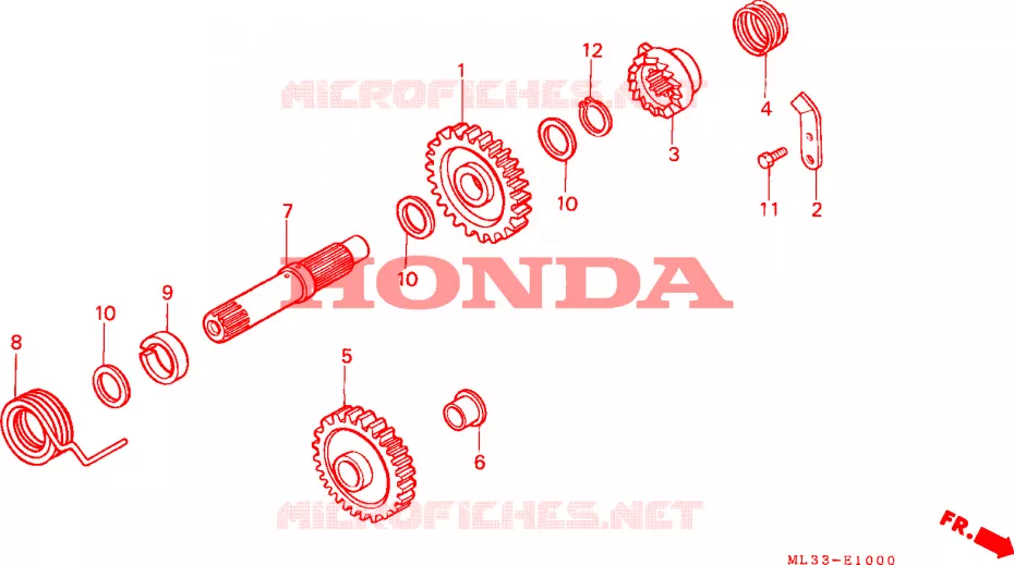 AXE DE KICK Honda MOTO 500 CR 1993  CR500RP