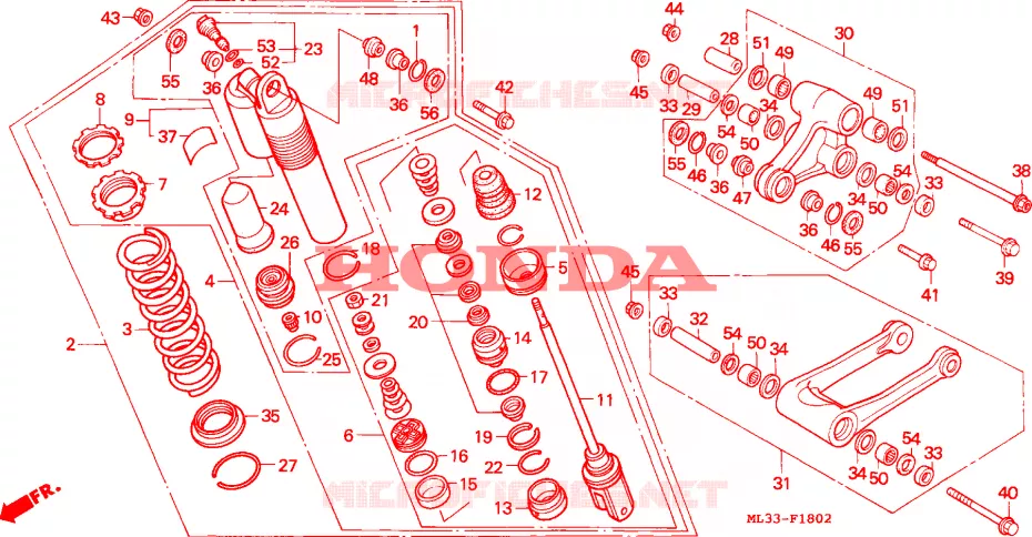 COUSSIN ARRIERE(CR500RR) Honda MOTO 500 CR 1994  CR500RR