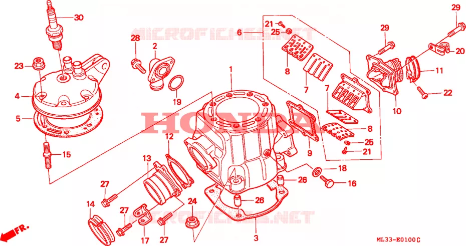 CULASSE - CYLINDRE Honda MOTO 500 CR 1990  CR500RL