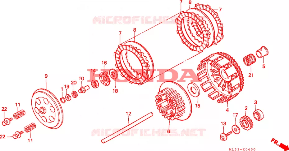 EMBRAYAGE Honda MOTO 500 CR 1995  CR500RS
