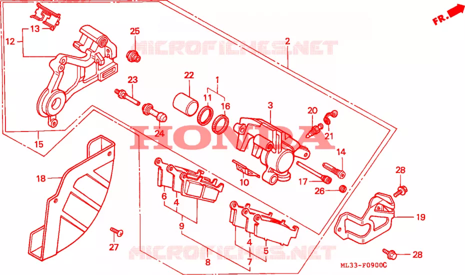 ETRIER DE FREIN ARRIERE Honda MOTO 500 CR 1991  CR500RM