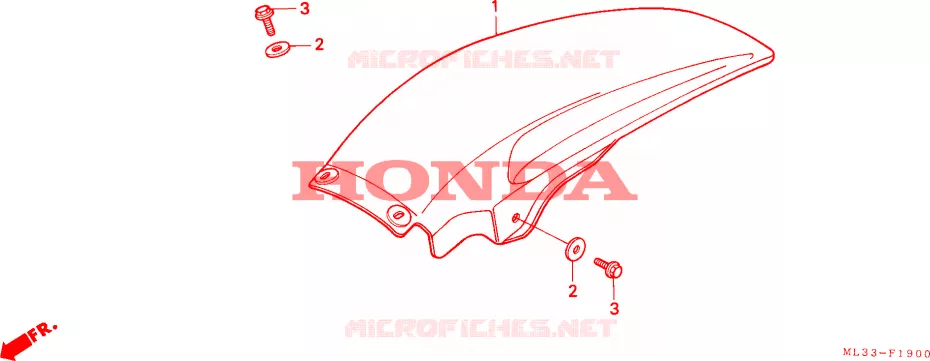 GARDE-BOUE ARRIERE(CR500RL) Honda MOTO 500 CR 1990  CR500RL