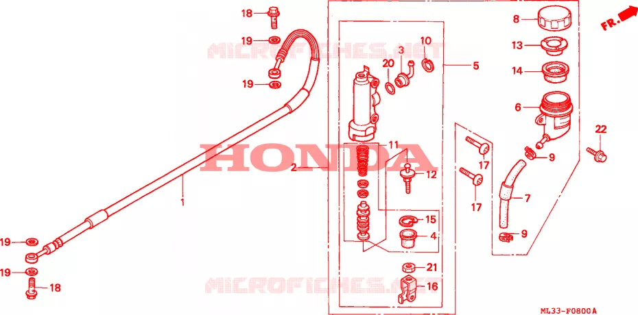 MAITRE-CYLINDRE DE FREIN ARRIERE Honda MOTO 500 CR 1995  CR500RS