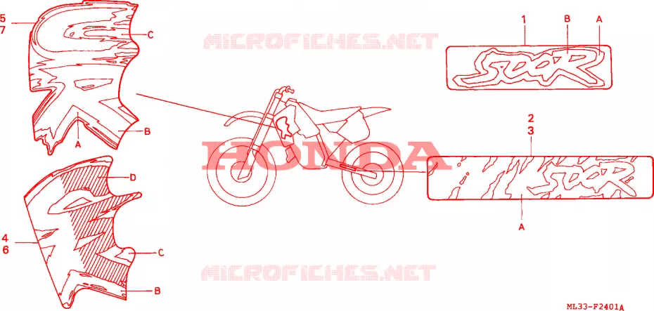 MARQUE(CR500RN/RP) Honda MOTO 500 CR 1993  CR500RP
