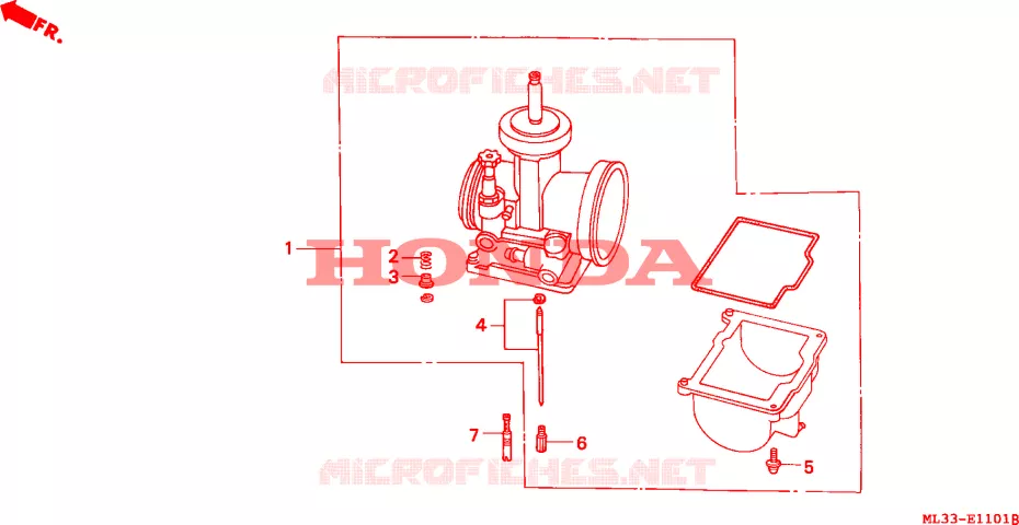 PIECES DE CARBURATEUR EN OPTION Honda MOTO 500 CR 1990  CR500RL