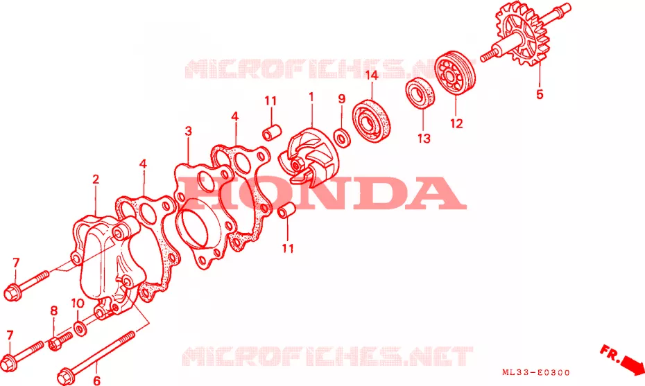 POMPE A EAU Honda MOTO 500 CR 1996  CR500RT