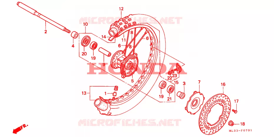 ROUE AVANT (CR500RN/RP/RR) Honda MOTO 500 CR 1993  CR500RP