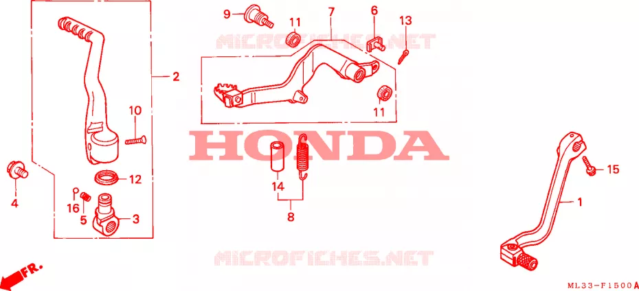 SELECTEUR - PEDALE DE FREIN - KICK Honda MOTO 500 CR 1996  CR500RT