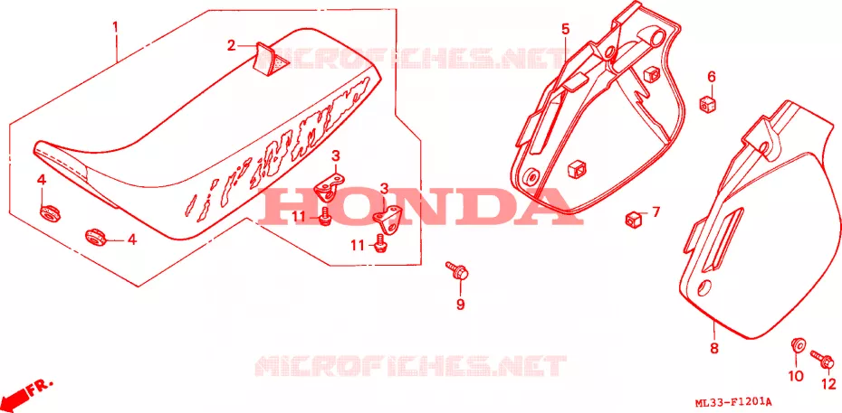 SELLE - CARENAGE (CR500RM-) Honda MOTO 500 CR 1992  CR500RN