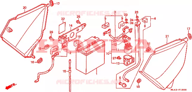 COUVERCLE LATERAL - BATTERIE Honda MOTO 450 CB 1988  CB450SJ