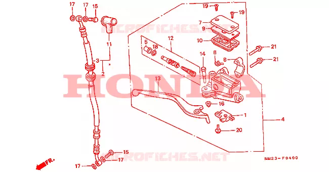 MAITRE CYLINDRE DE FREIN AVANT Honda MOTO 450 CM 1987  CMX450CH
