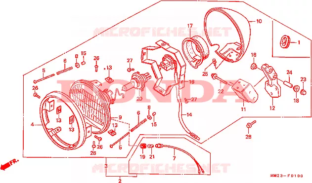 PHARE Honda MOTO 450 CM 1987  CMX450CH