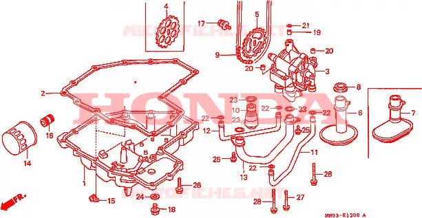 FILTRE A HUILE - CARTER D'HUILE - POMPE A HUILE Honda MOTO 1000 CBR 1991  CBR1000FM