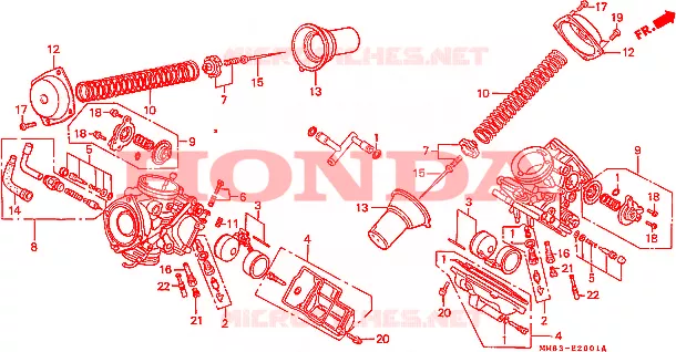 CARBURATEUR (PIECES CONSTITUTIVES) Honda MOTO 1100 SHADOW 1987  VT1100CH