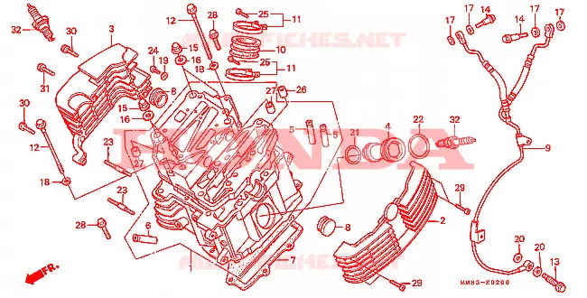 CULASSE(AVANT) Honda MOTO 1100 SHADOW 1994  VT1100CR