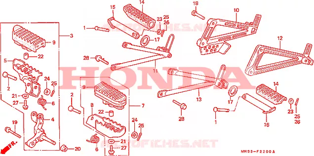 REPOSE PIED Honda MOTO 650 NX 1990  NX650L