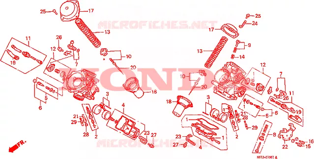 CARBURATEUR (PIECES CONSTITUTIVES) Honda MOTO 600 SHADOW 1990  VT600CL