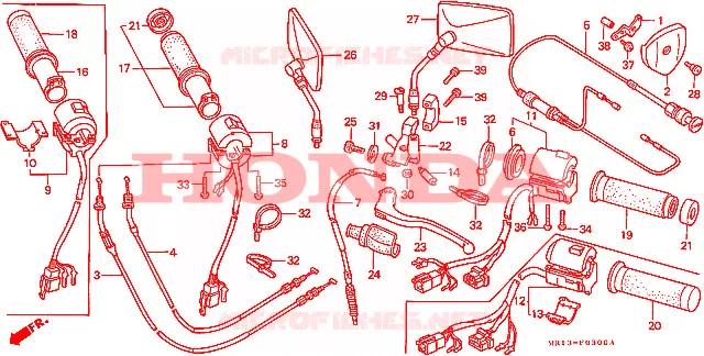 COMMODO - LEVIER - CABLE Honda MOTO 600 SHADOW 1990  VT600CL