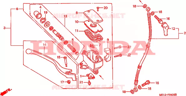 MAITRE CYLINDRE DE FREIN AVANT Honda MOTO 600 SHADOW 1990  VT600CL