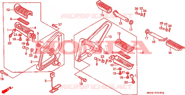 REPOSE PIED Honda MOTO 500 CBR 1987  CBR500FJ