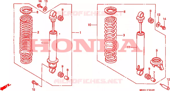 AMORTISSEUR ARRIERE Honda MOTO 800 PC800 1990  PC800L