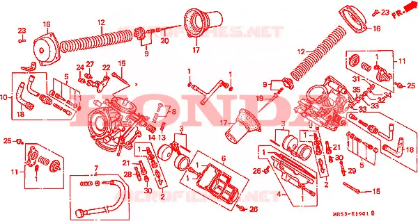 CARBURATEUR (PIECES CONSTITUTIVES) Honda MOTO 800 PC800 1989  PC800K