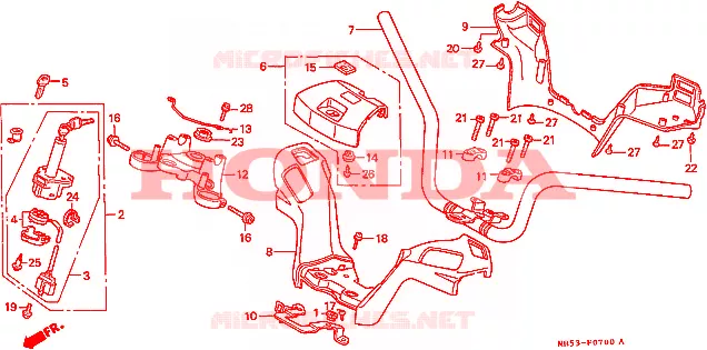 GUIDON - TE DE FOURCHE Honda MOTO 800 PC800 1989  PC800K