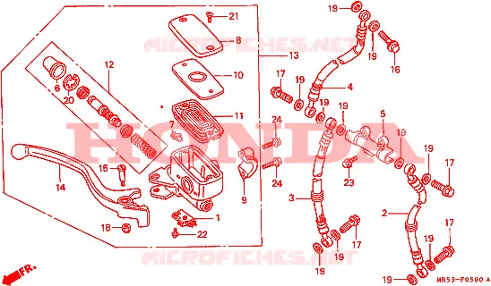MAITRE CYLINDRE DE FREIN AVANT Honda MOTO 800 PC800 1990  PC800L