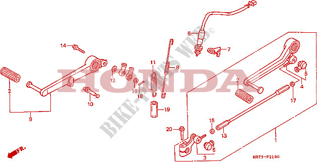 SELECTEUR   PEDALE DE FREIN pour Honda RC30 750 de 1990