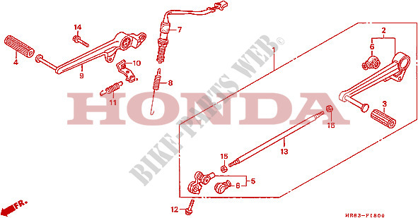 SELECTEUR   PEDALE DE FREIN pour Honda VFR 400 R3 de 1990