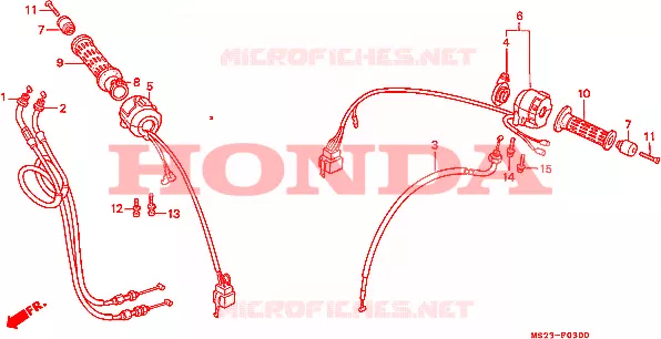 COMMODO - LEVIER - CABLE Honda MOTO 1000 CBR 1992  CBR1000FN