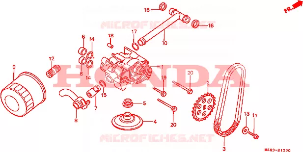 POMPE A HUILE - FILTRE A HUILE Honda MOTO 650 AFRICA-TWIN 1989  XRV650K