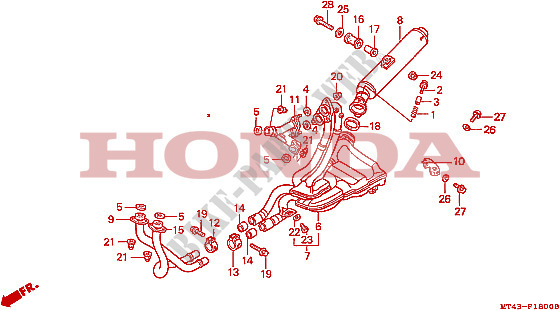 SILENCIEUX D'ECHAPPEMENT (VFR750FL/FM/FN/FP) pour Honda VFR 750 de 1990