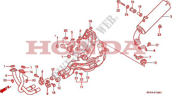 SILENCIEUX D'ECHAPPEMENT (VFR750FR/FS/FT/FV) pour Honda VFR 750 de 1995