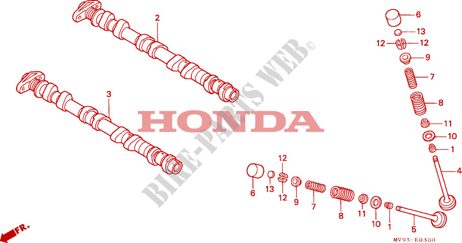 ARBRE A CAMES   SOUPAPE pour Honda CBR 600 F de 1993