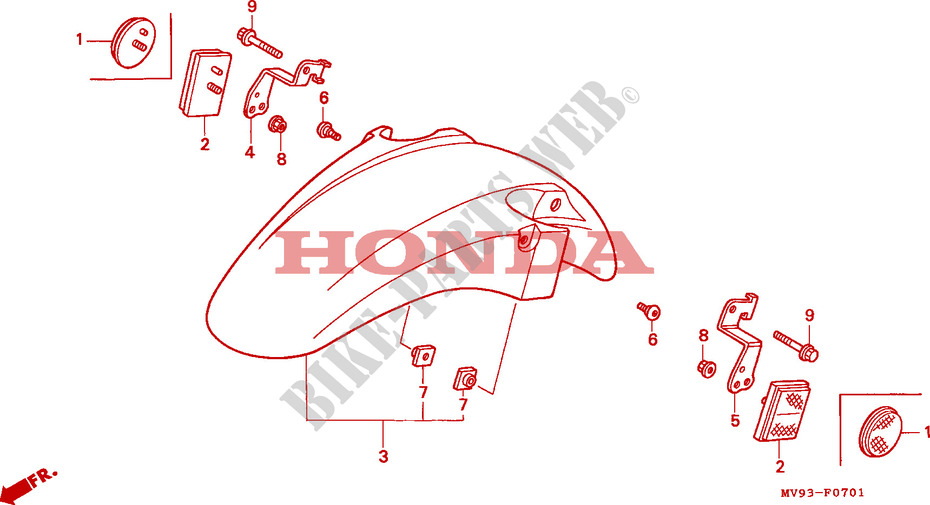 GARDE BOUE AVANT (CBR600FS/3S/T/3T/SET) pour Honda CBR 600 F3 de 1996