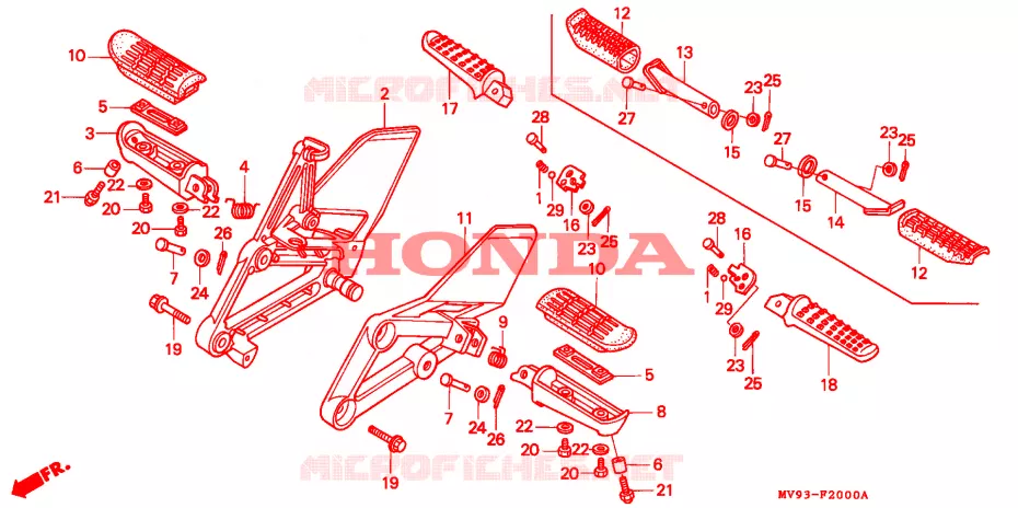 REPOSE PIED Honda MOTO 600 CBR 1992  CBR600F2N