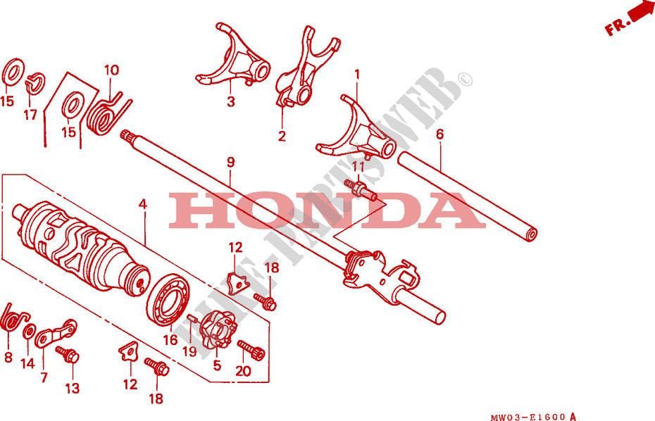 BARILLET DE SELECTION pour Honda CBR 900 FIREBLADE de 1993