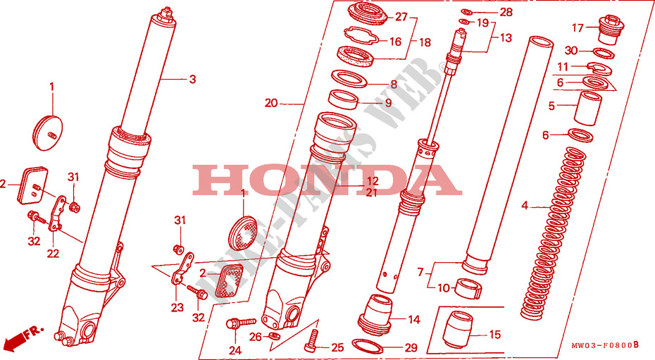 FOURCHE pour Honda CBR 900 FIREBLADE 50HP de 1993