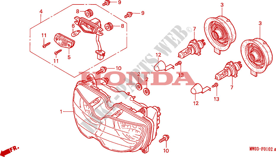 PROJECTEUR(3) pour Honda CBR 900 FIREBLADE 50HP de 1994