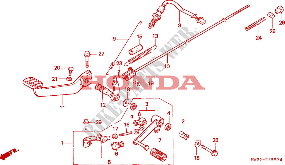 PEDALE(CB750) pour Honda CB 750 NIGHTHAWK de 1991