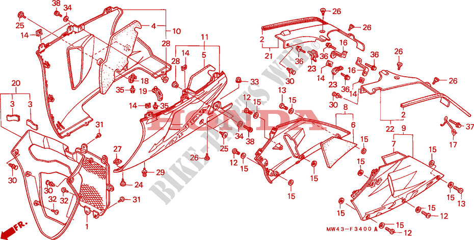 CARENAGES INFERIEUR pour Honda RC45 RVF 750 de 1994