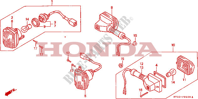 CLIGNOTANT pour Honda DOMINATOR 650 27HP de 1992