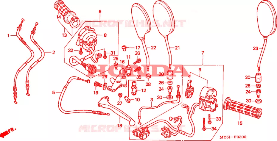 LEVIER DE GUIDON - CABLE - COMMODO Honda MOTO 500 CB 2002  CB5002